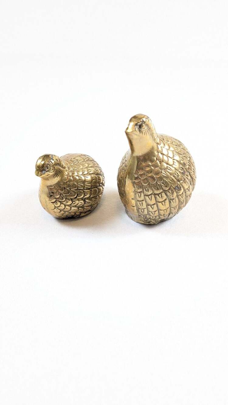 Vintage MCM Brass Quail Birds Figurines